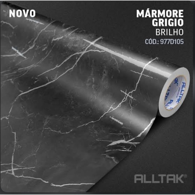 Vinil Adesivo Alltak Decor - Marmore Grigio Brilho 1,22m